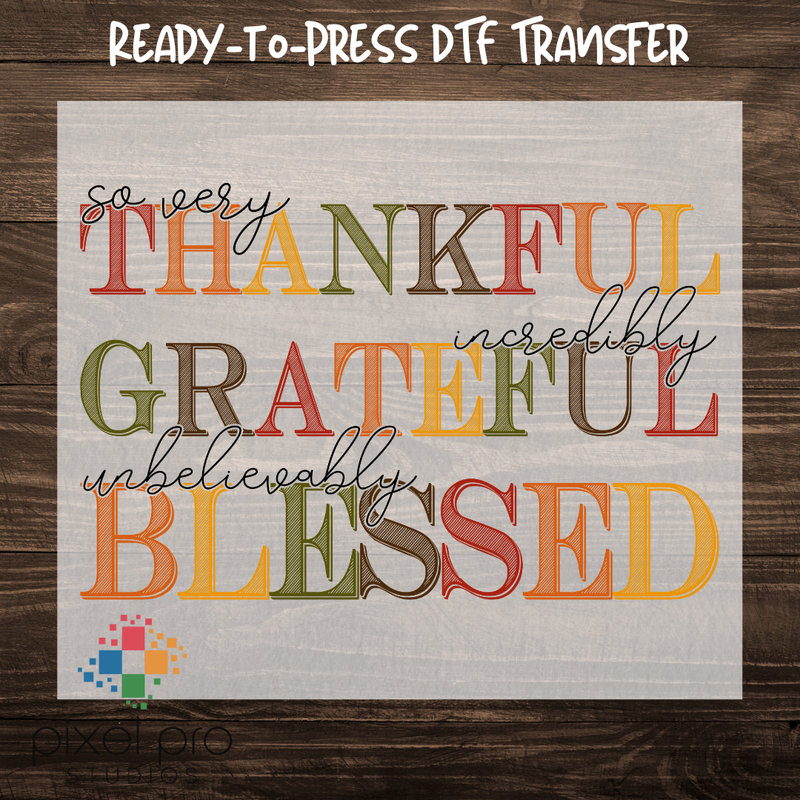 Fall Colored Thankful Grateful Blessed