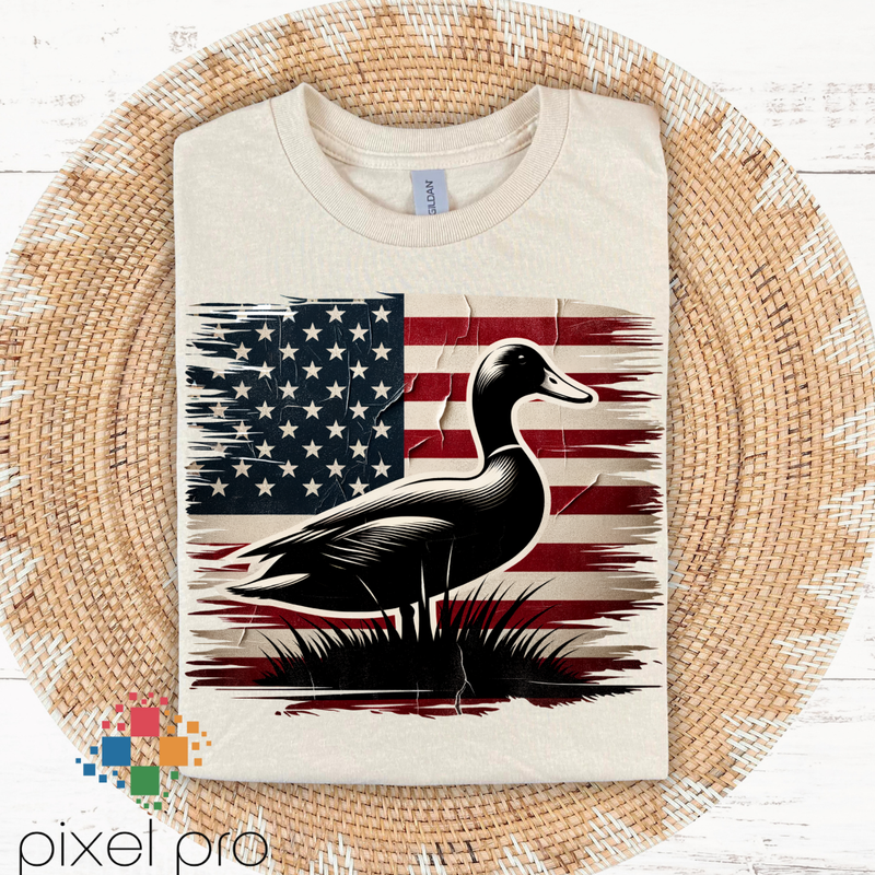 Rustic Duck with Flag