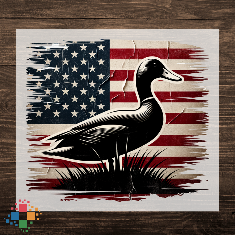 Rustic Duck with Flag