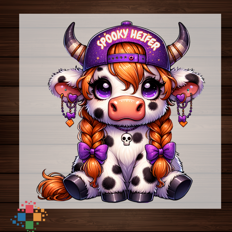Purple Spooky Heifer Highland Cow