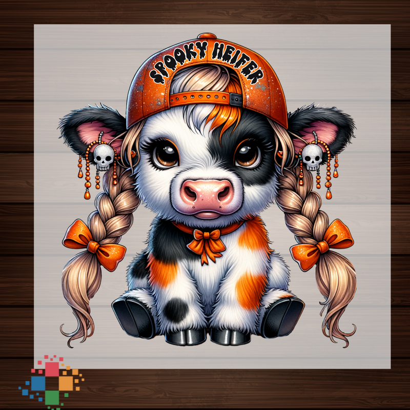 Orange Spooky Heifer Highland Cow