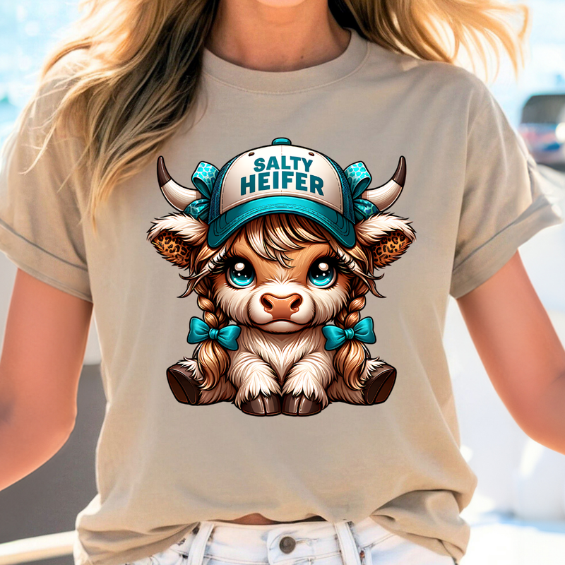 Salty Heifer Highland Cow Teal Hat