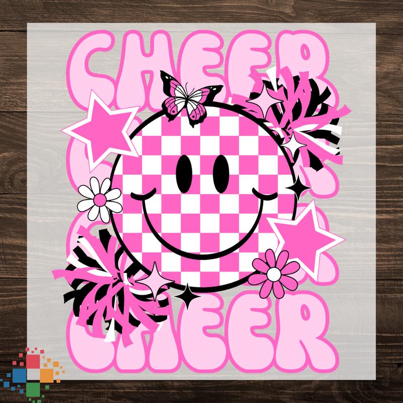 Pink Stacked Cheer with Smiley