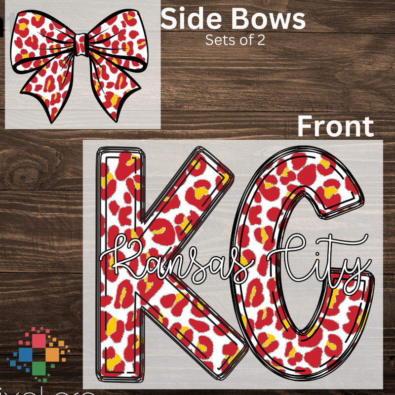 Red/Yellow Leopard KC Chiefs with Side Bows