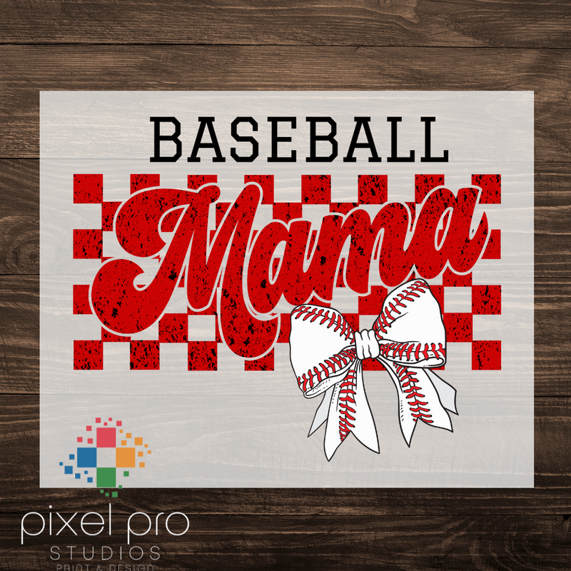 Red Checkered Baseball Mama