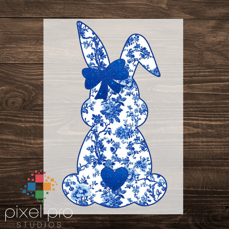 Blue Floral Bunny