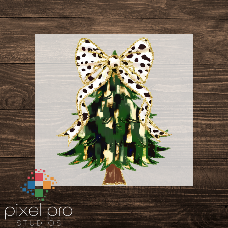 Green Brush Tree with Dalmatian Bow