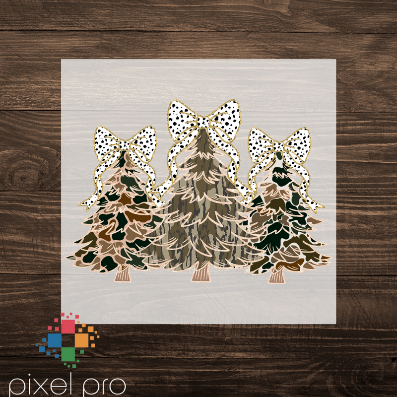 Camo Trees with Dalmatian Bows