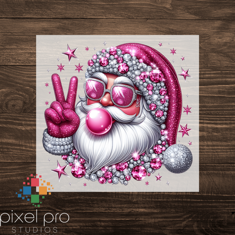 Pink Faux Rhinestone Santa