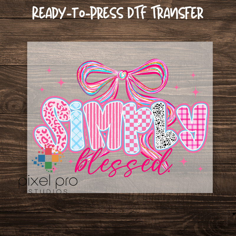 Pink Retro Simply Blessed with Bow