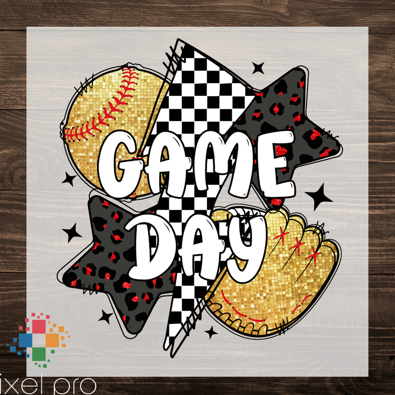 Game Day Softball Checkered Bolt