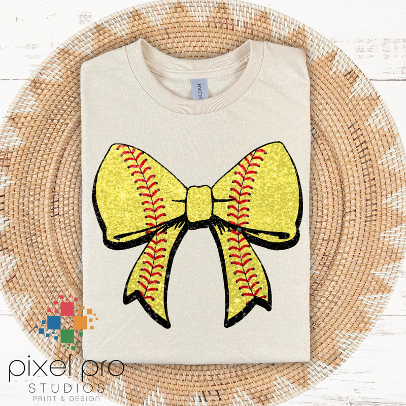 Glitter Softball Bow