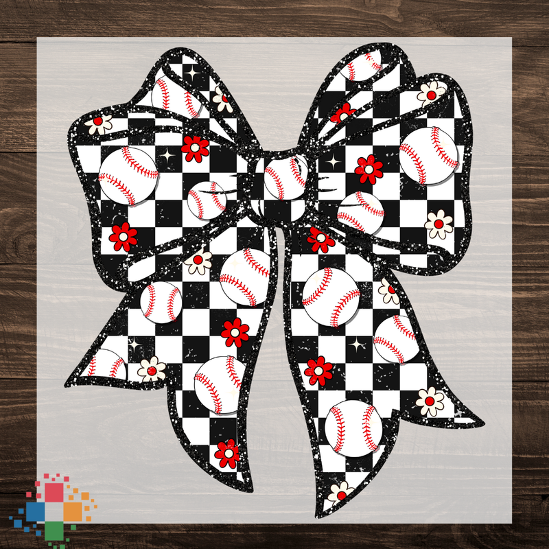 Baseball Checkered Bow