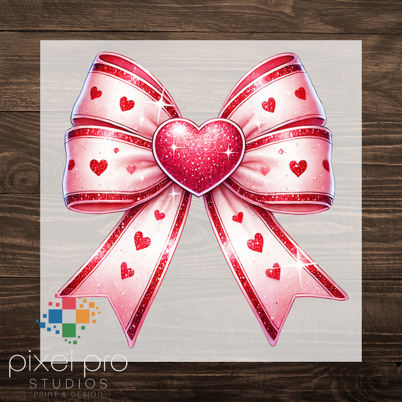 Pink/Red Bow with Hearts