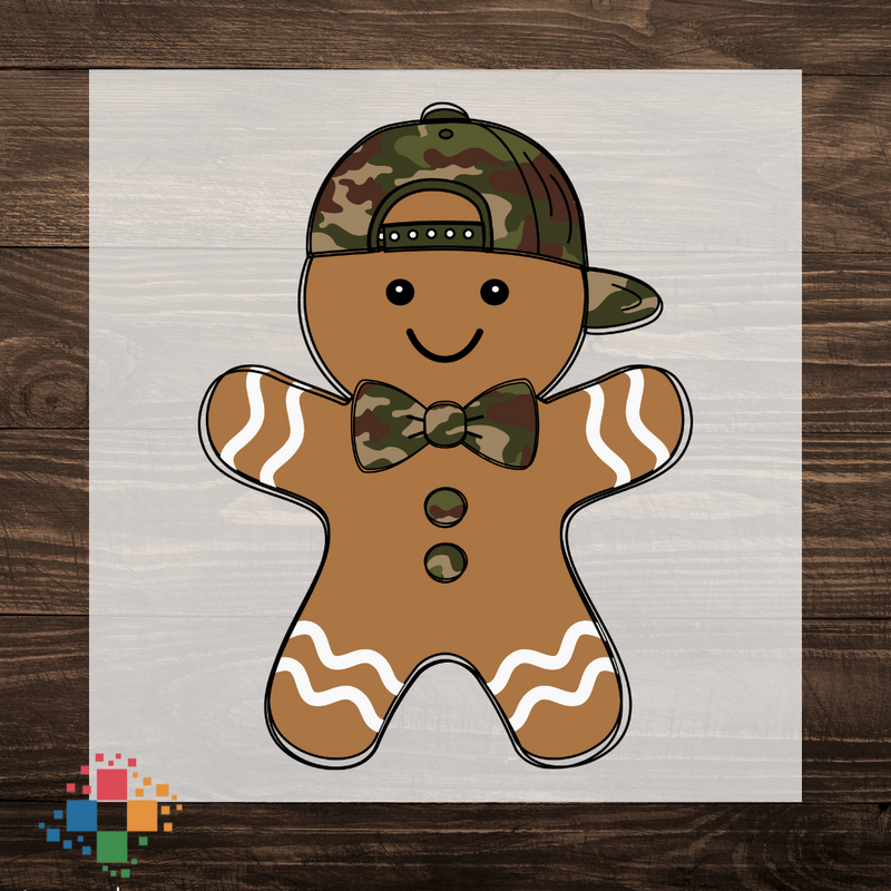 Gingerbread Boy with Camo Hat