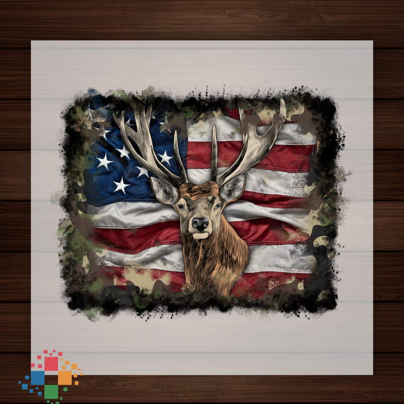 Deer on American Camo Flag