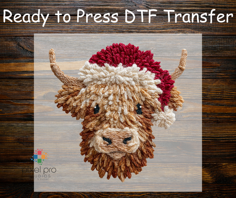 Latch Hook Christmas Highland Cow