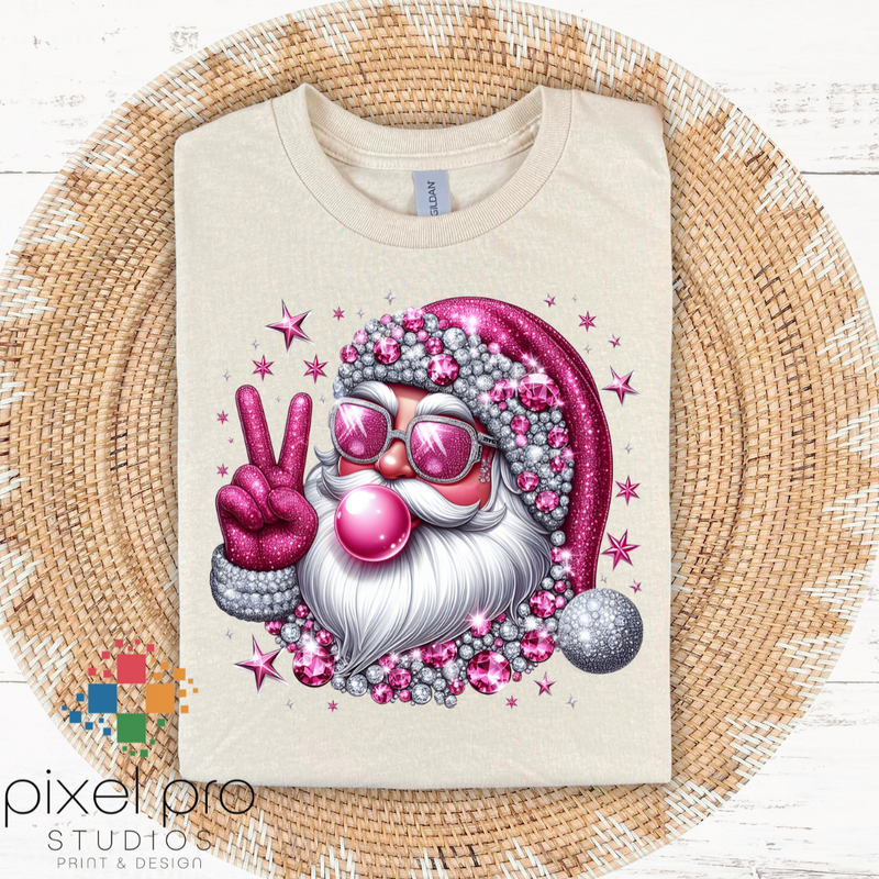 Pink Faux Rhinestone Santa