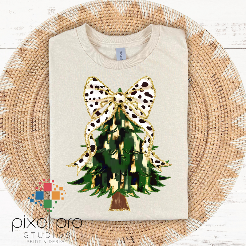 Green Brush Tree with Dalmatian Bow