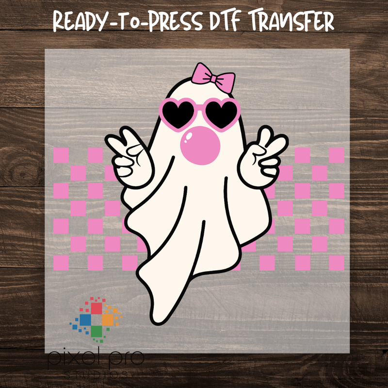Ghost on Pink Checkered