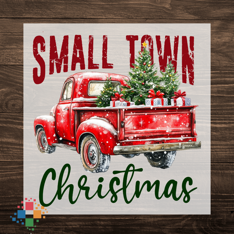 Small Town Christmas with Red Truck