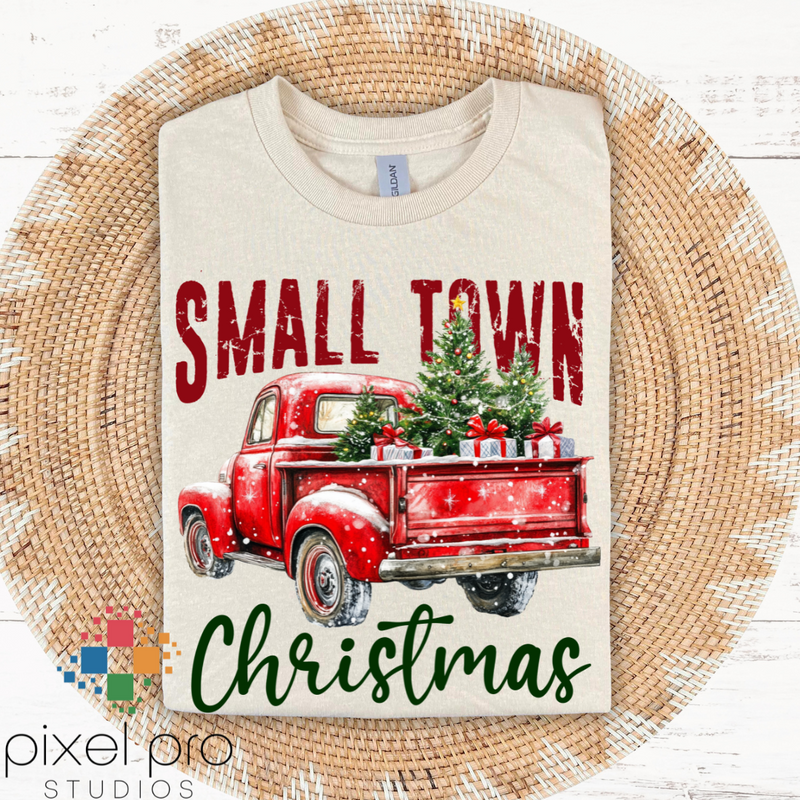 Small Town Christmas with Red Truck