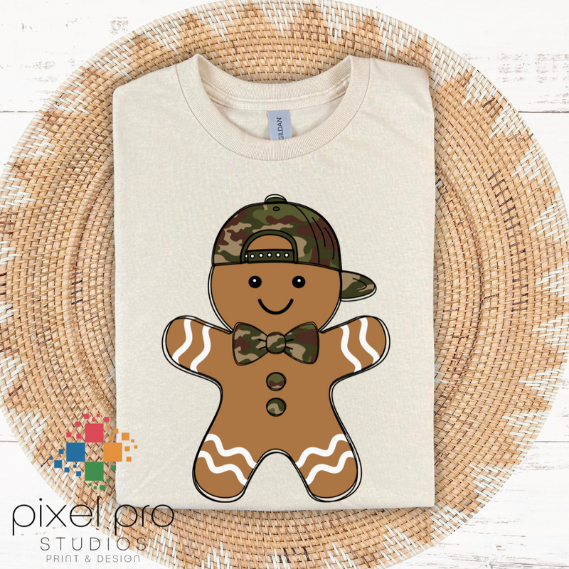 Gingerbread Boy with Camo Hat