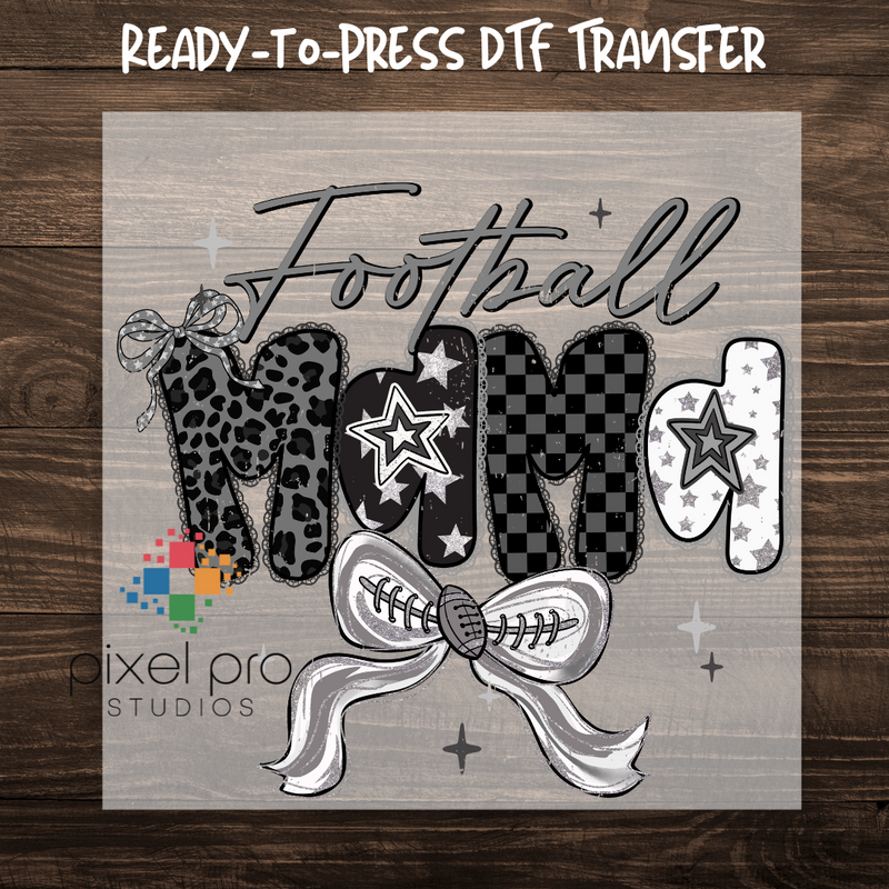 Black Leopard Football Mama with Bow