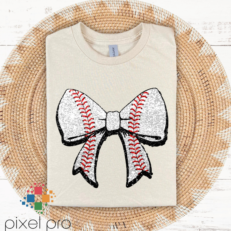 Glitter Baseball Bow