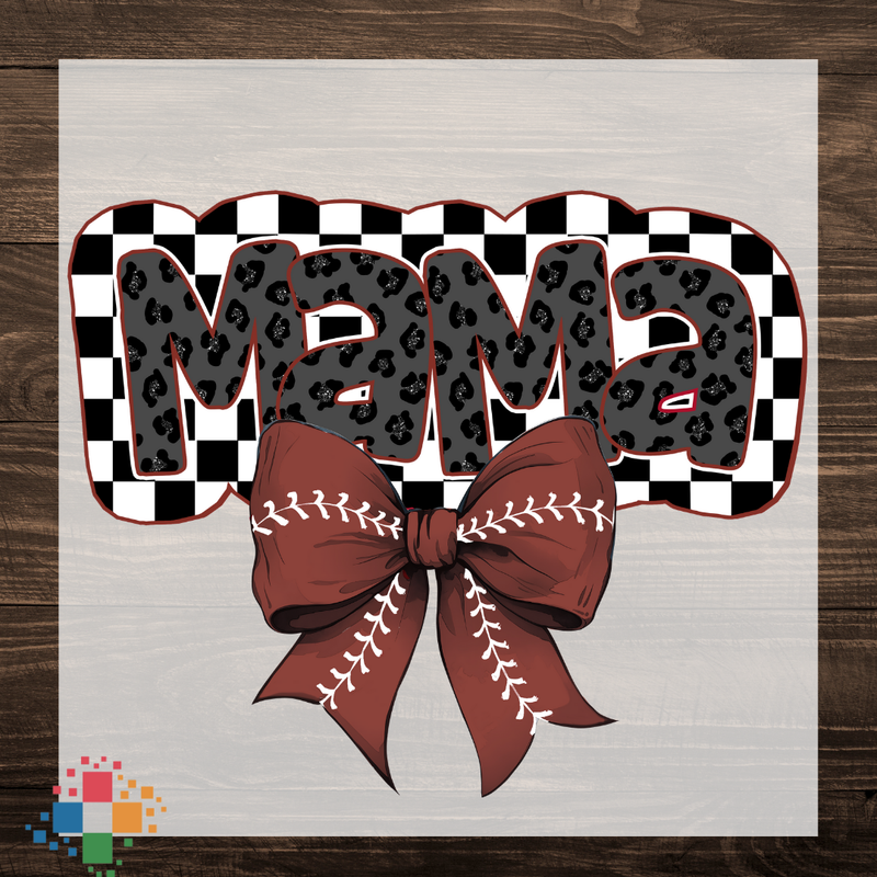 Mama on Checkered Football Bow