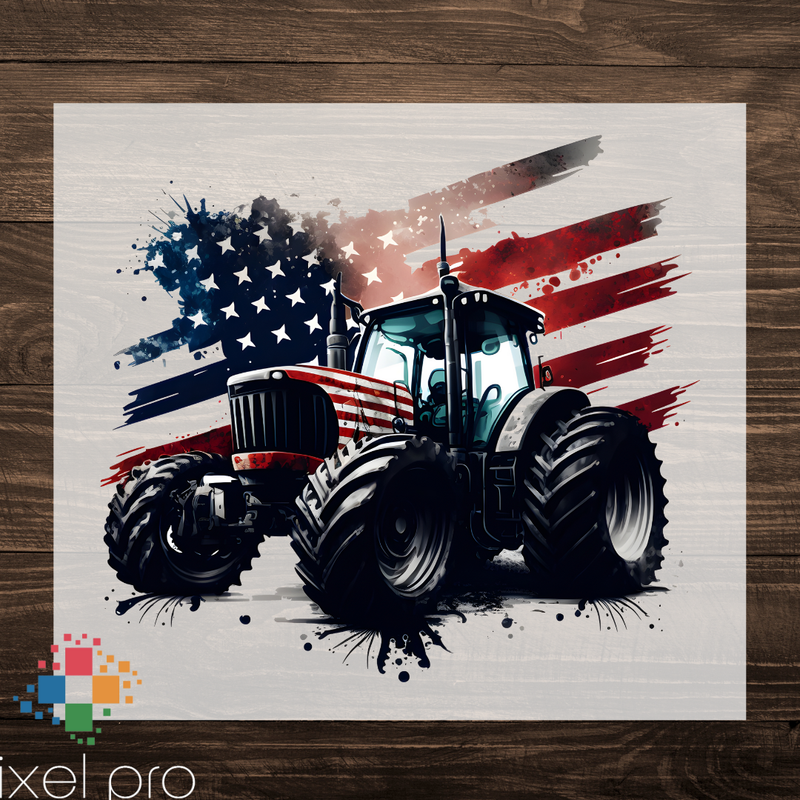 Tractor on American Flag