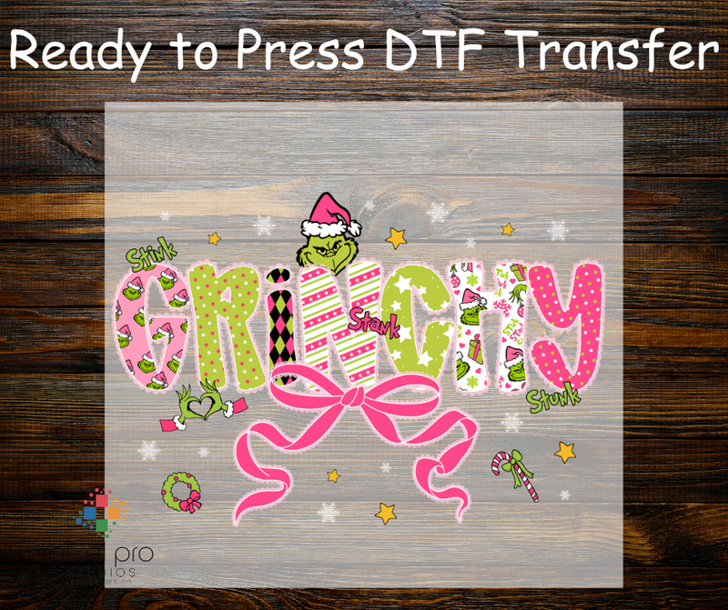 Pink Doodle Grinchy with Ribbon