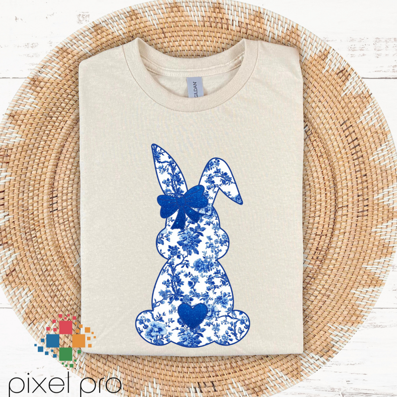 Blue Floral Bunny