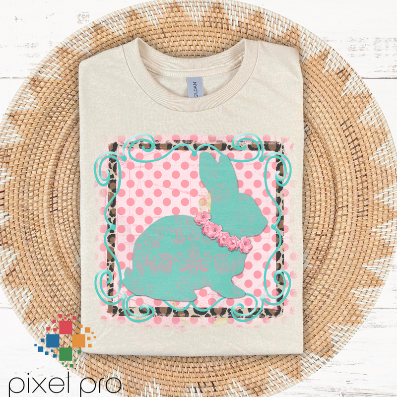 Pink and Turquoise Bunny