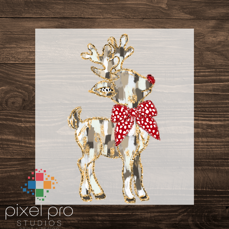 Brush Reindeer with Bow