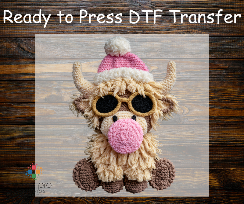 Yarn- Christmas Highland Cow with Bubble Gum