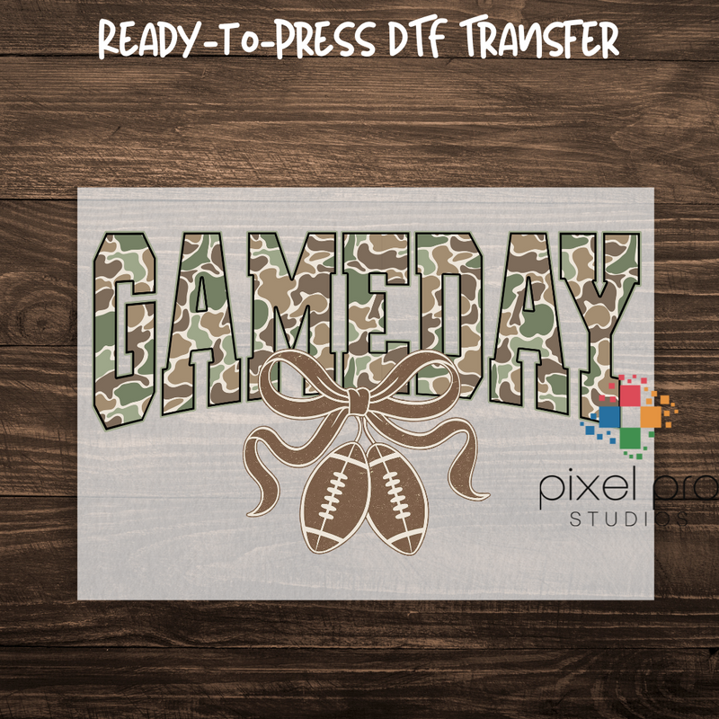 Camo Touchdown with Football Bow