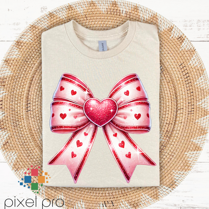 Pink/Red Bow with Hearts