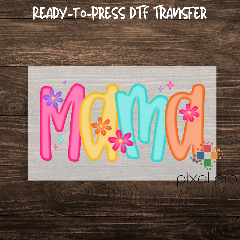 Colorful Doodle Mama with Flowers