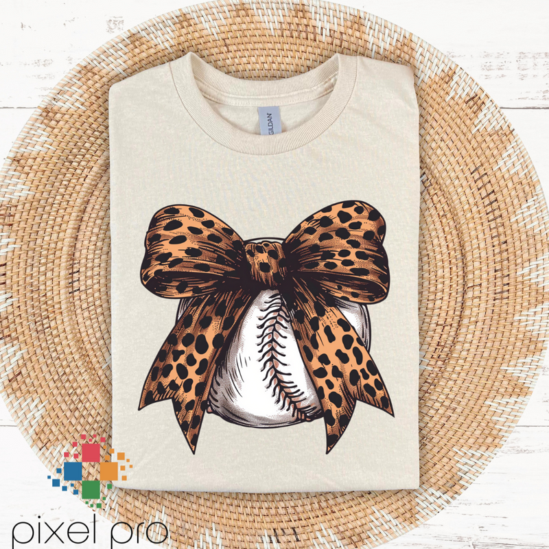 Baseball with Leopard Bow