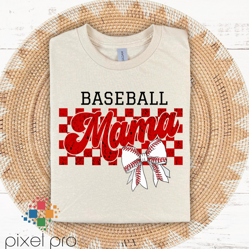 Red Checkered Baseball Mama