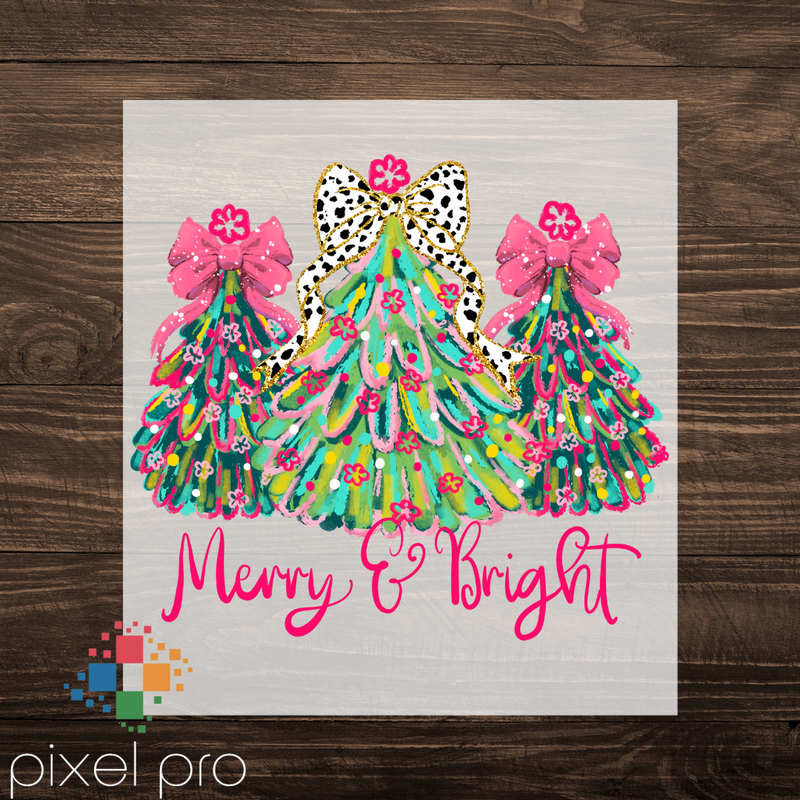 Brush Trio Trees Merry Christmas