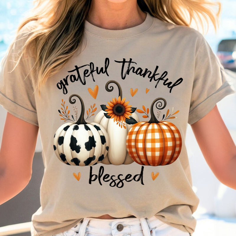 Grateful Thankful Blessed Cow Pumpkin