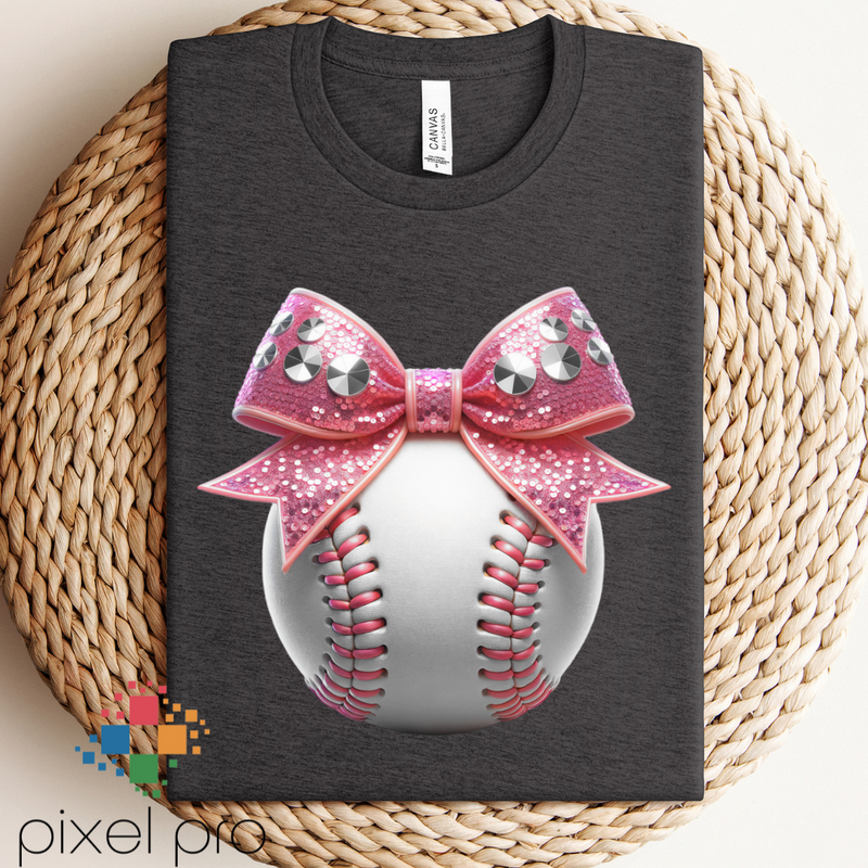 Baseball with Pink Diamond Bow