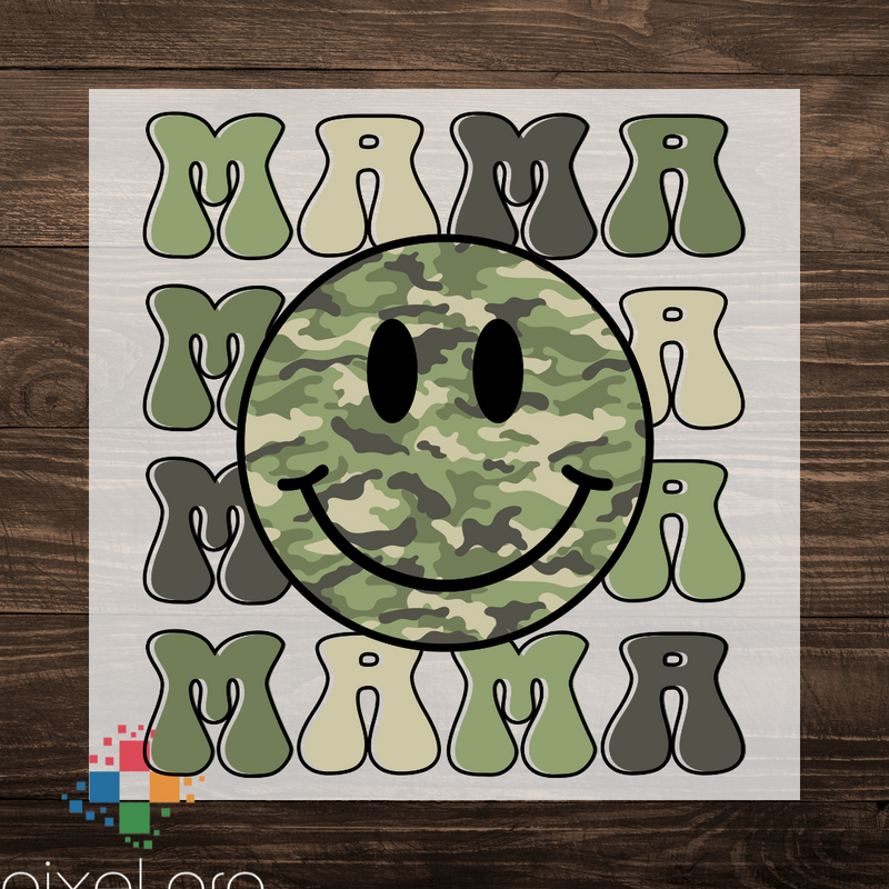 Stacked Mama with Camo Smiley