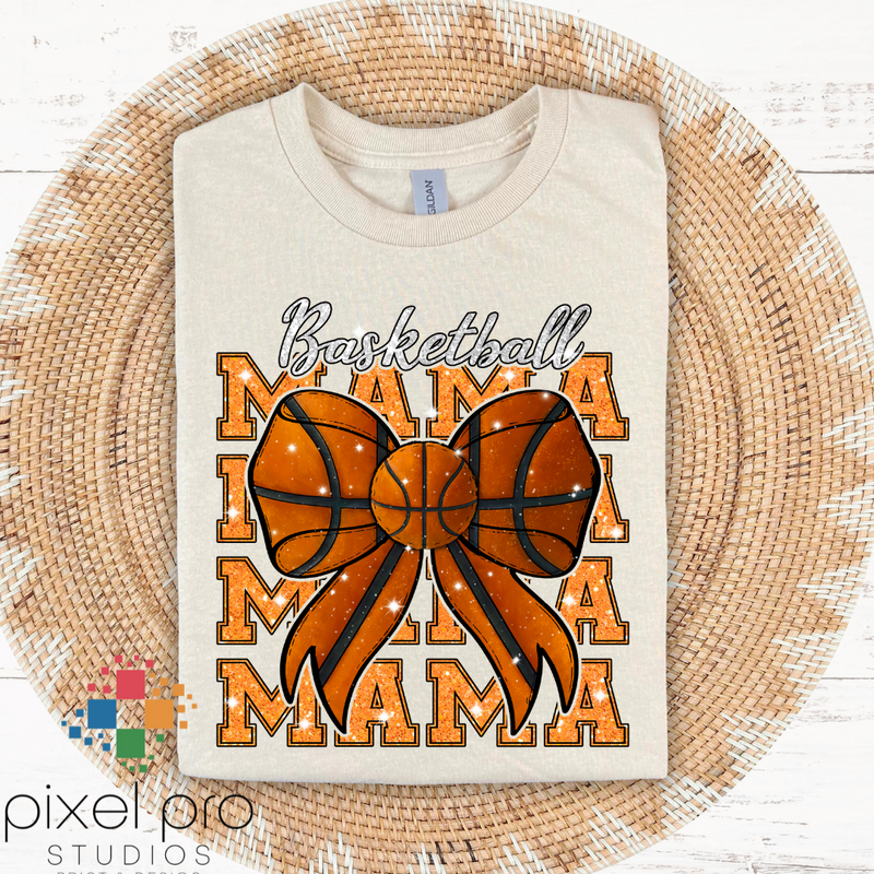 Stacked Basketball Mama with Bow