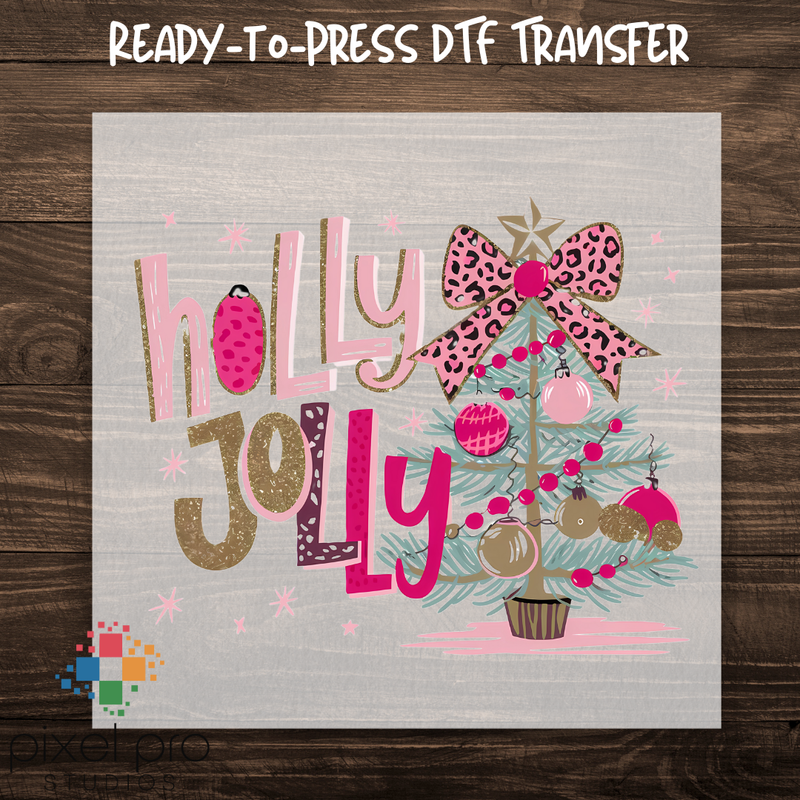 Pink Glitter Holly Jolly