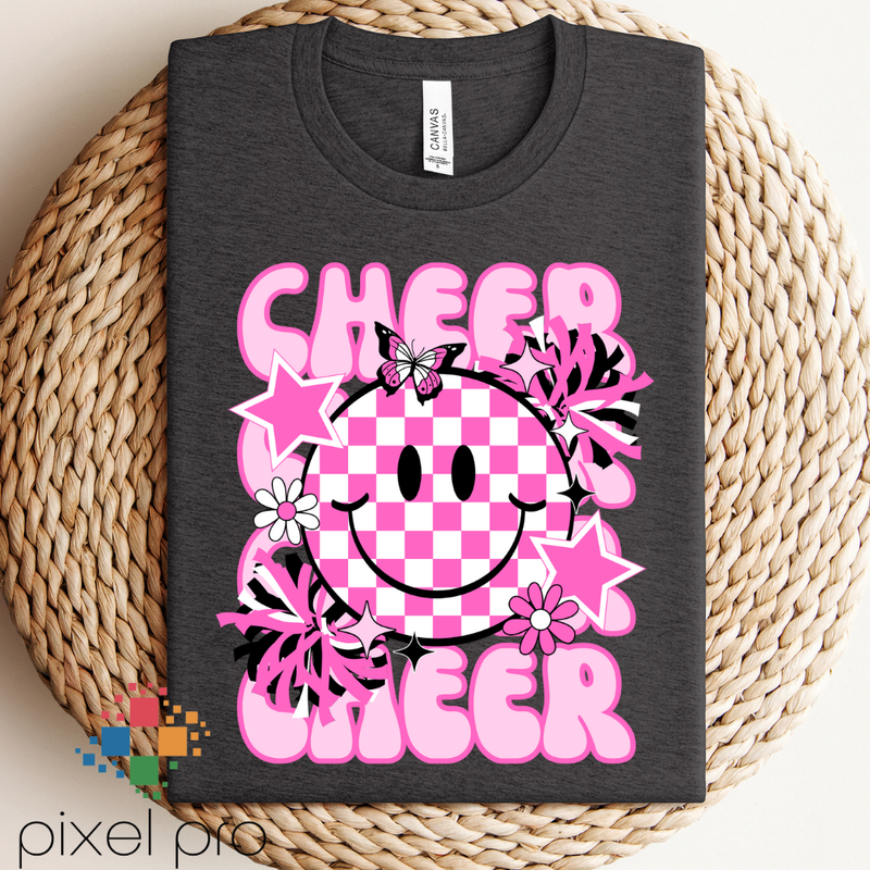 Pink Stacked Cheer with Smiley