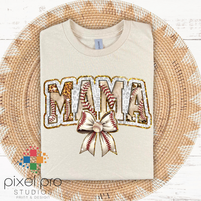 Cheetah Baseball Mama with Bow