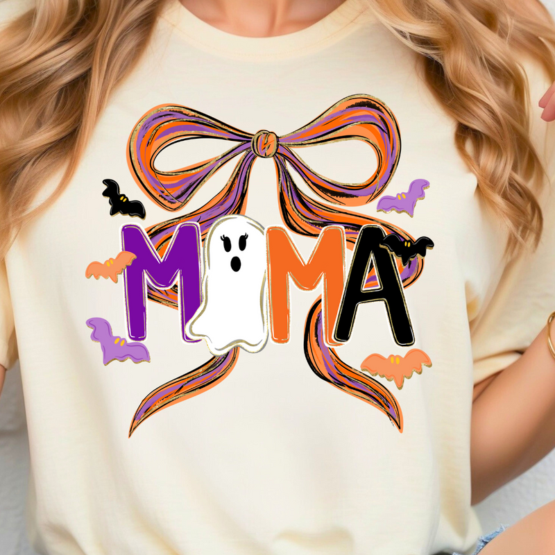 Halloween Mama Ghost with Brush Bow